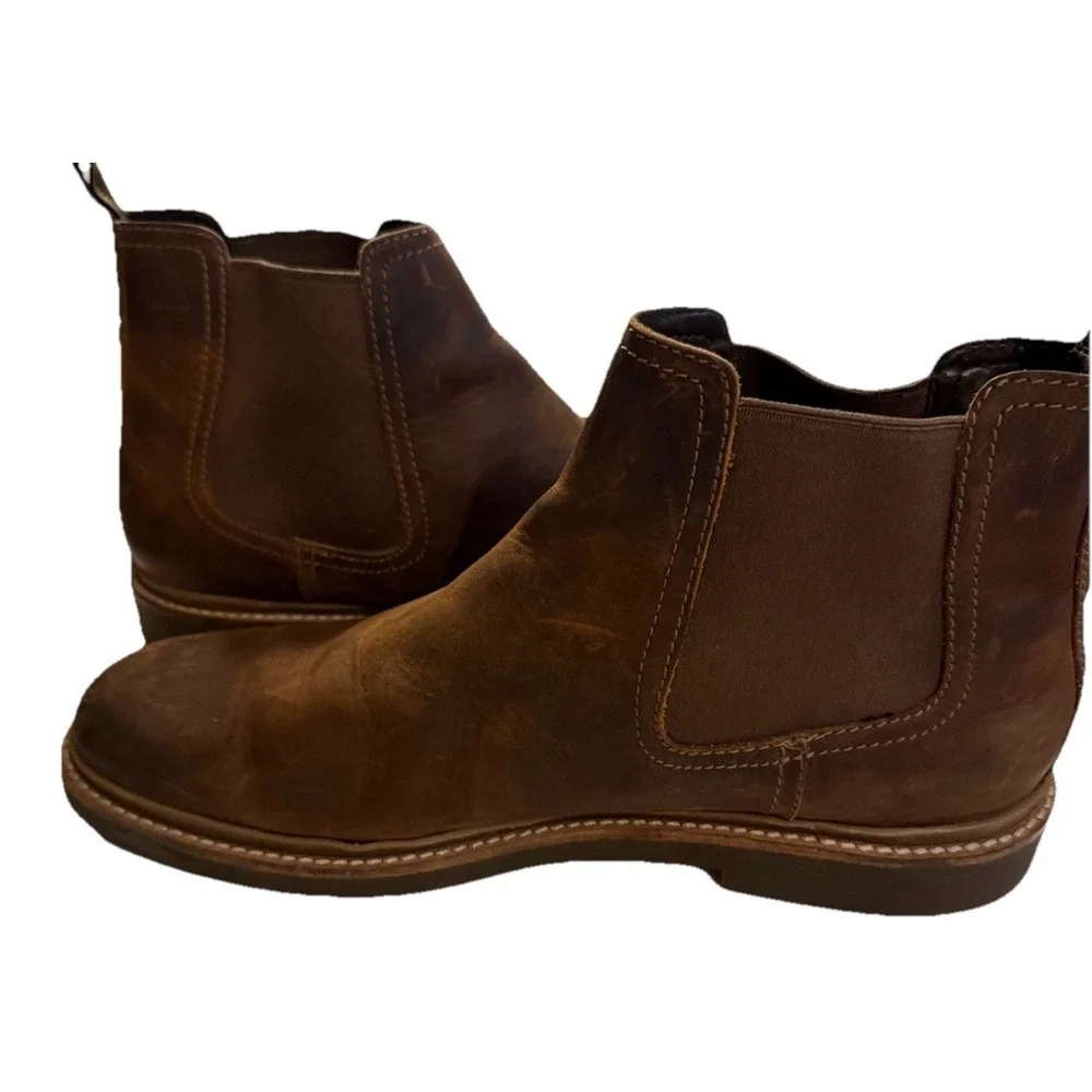 Clarks Chelsea‎ Boots Leather Mens 12M Brown Cognac Ankle Slip On Chukka  15770